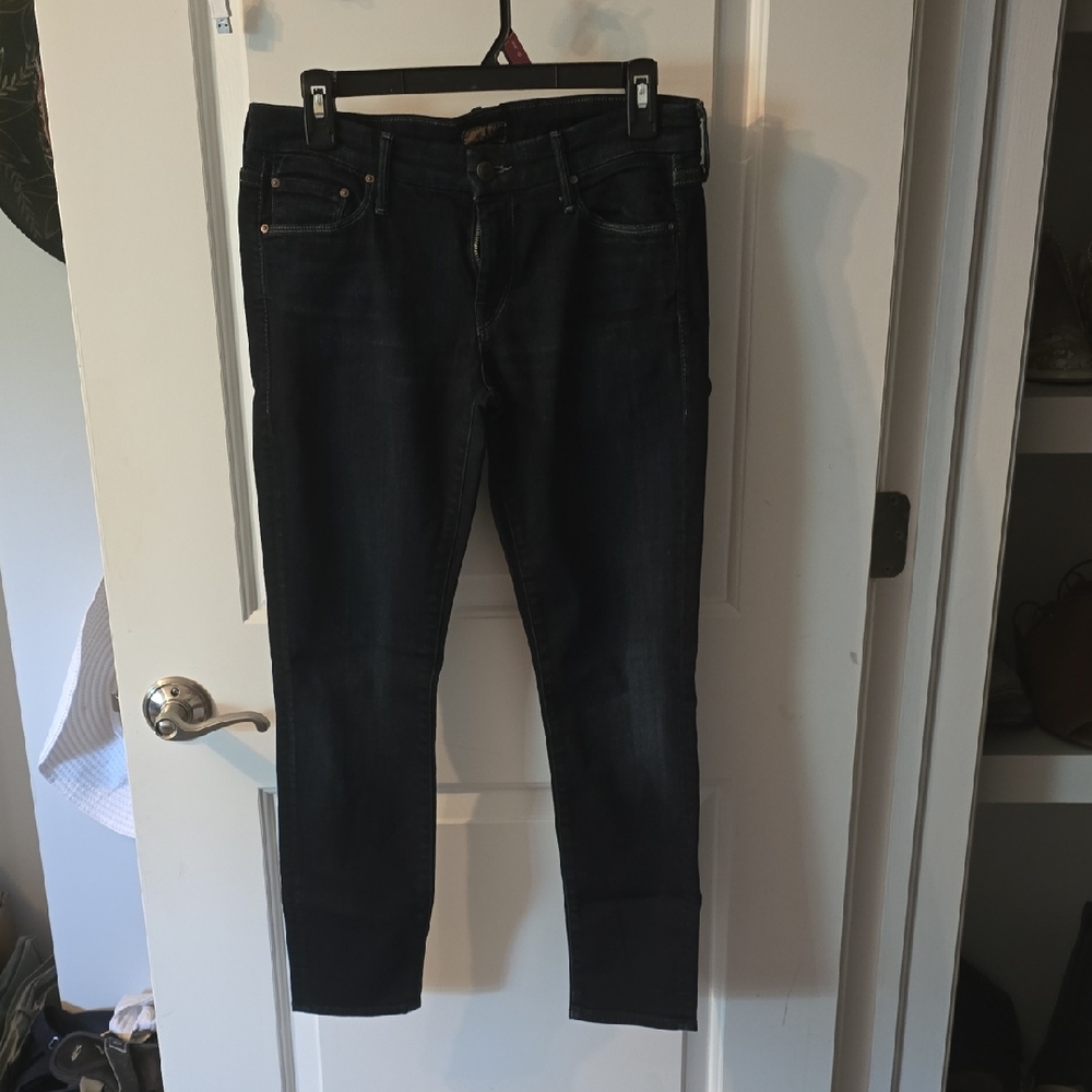 MOTHER Blue Ankle Cropped Jeans